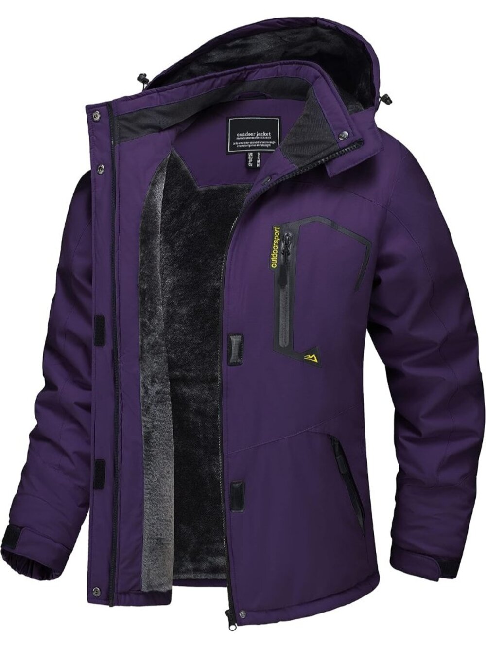 Women’s Waterproof Winter Ski Jacket White Black Warm Fleece Snow Coat